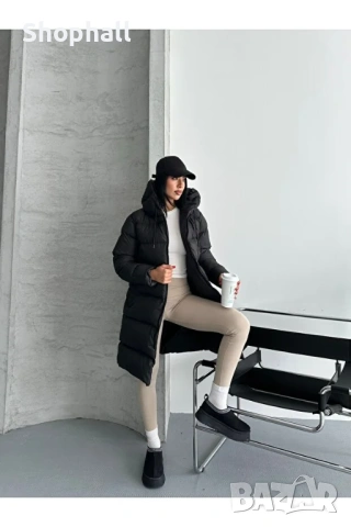 Дамско дълго яке с качулка. Размер 38., снимка 5 - Якета - 53151976