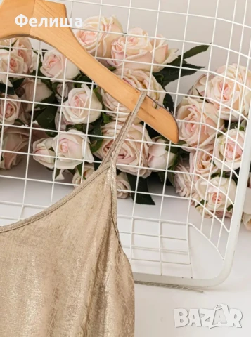 Дълга Арабска Рокля с Бляскав Ефект / Блестящи Отражения Течно Злато , снимка 4 - Рокли - 50811975