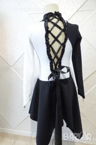 Рокля за спортни танци комбинация между черно и бяло