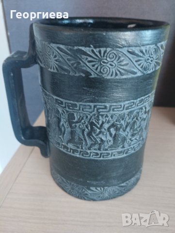 Керамична халба за бира с гръцки мотиви , снимка 1 - Колекции - 41911102
