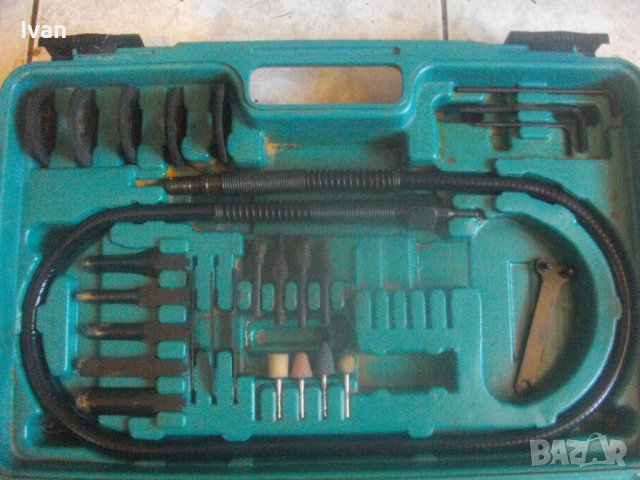 Комплект 5бр. Пневматични Различни Машини Аксесоари В Куфар-Мини Лентов Шлайф,Зеге,Ъглошлайф,Стойка, снимка 2 - Други инструменти - 42445186