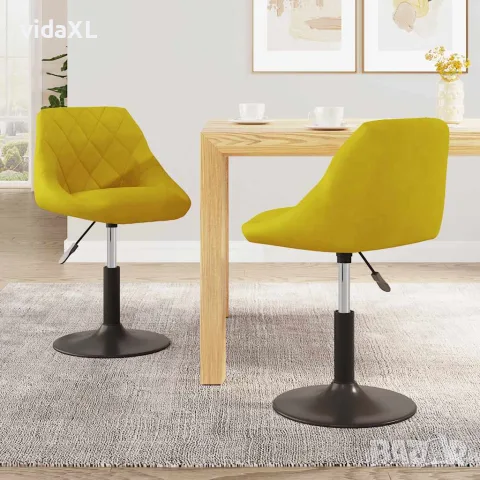 vidaXL Въртящи трапезни столове, 2 бр, горчица жълто, кадифе, снимка 2 - Столове - 56147120