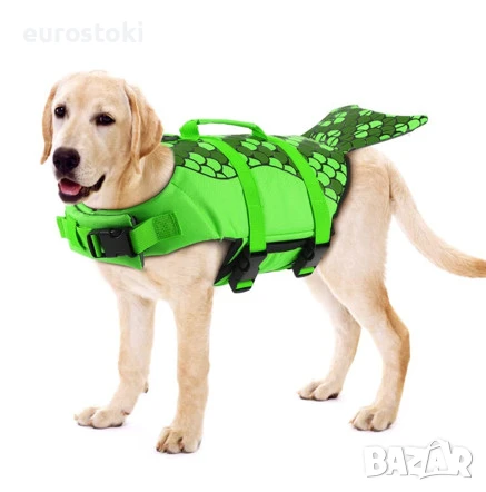 Спасителна жилетка за кучета, регулируема, светлоотразителна, размер: XL, цвят: зелен