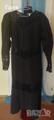 Черна, дълга, елегантна рокля с дантела за повод, снимка 3 - Рокли - 51406594