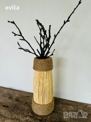 🌿 Колоритни арт вази – стъкло и дърво с характер, снимка 9 - Вази - 35788090