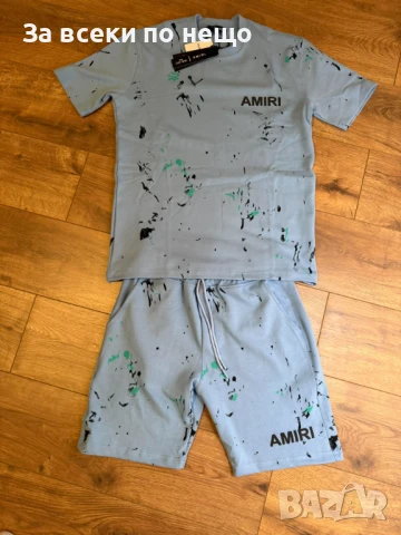 Amiri Мъжки Летен Екип👕🩳Мъжки Къс Комплект Амири - 2 Налични Цвята Код D2572, снимка 3 - Спортни дрехи, екипи - 50543146