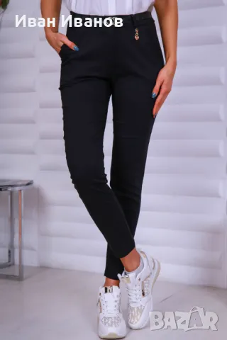 Еластичен дамски панталон с ефектни джобове 9707, снимка 2 - Панталони - 47701413