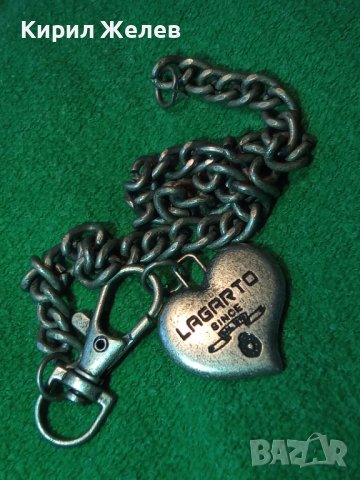 ПОСРЕБРЕН СТОМАНЕН АРТ КЮСТЕК СИНДЖИРЧЕ МАРКОВА ВЕРИЖКА с ВИСУЛКА СЪРЧИЦЕ КЛЮЧОДЪРЖАТЕЛ 26162, снимка 3 - Други - 36225014