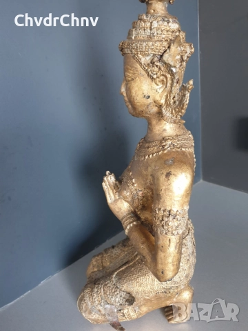 50см-8кг будистка фигура/стара азиатска-тайландска бронзова скулптура/статуетка на божество/ангел, снимка 4 - Антикварни и старинни предмети - 52457047
