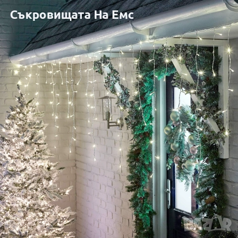 1️⃣2️⃣метра ➖️2️⃣5️⃣ Метра Висящи Коледни Лампи ТИП Завеса  Екстериор/ Интериор 8 Режима на Светене , снимка 2 - Други - 52234747