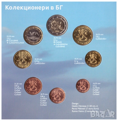 СЕТ ЕВРОМОНЕТИ 2000 ГОДИНА - ФИНЛАНДИЯ, снимка 4 - Нумизматика и бонистика - 53522405