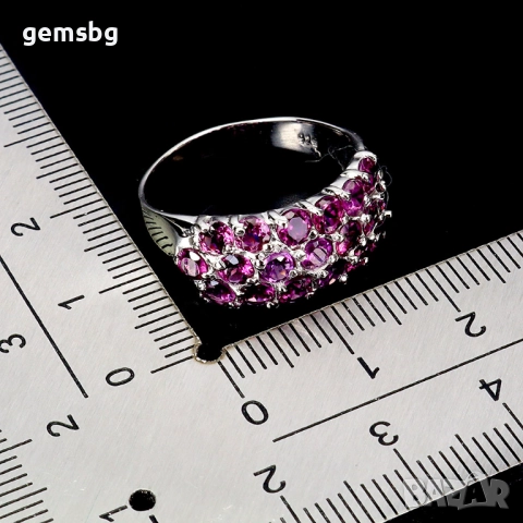 Пръстен с родолит гранат, снимка 3 - Пръстени - 52151259