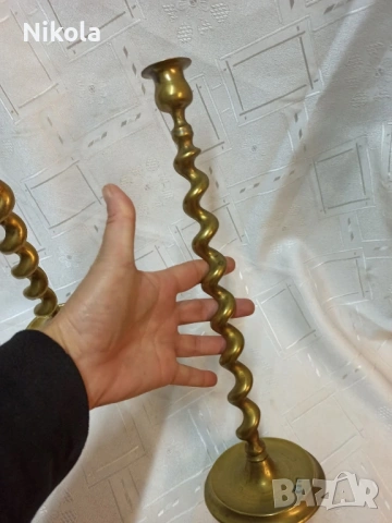 2 Бронзови високи свещника , снимка 4 - Антикварни и старинни предмети - 53122141