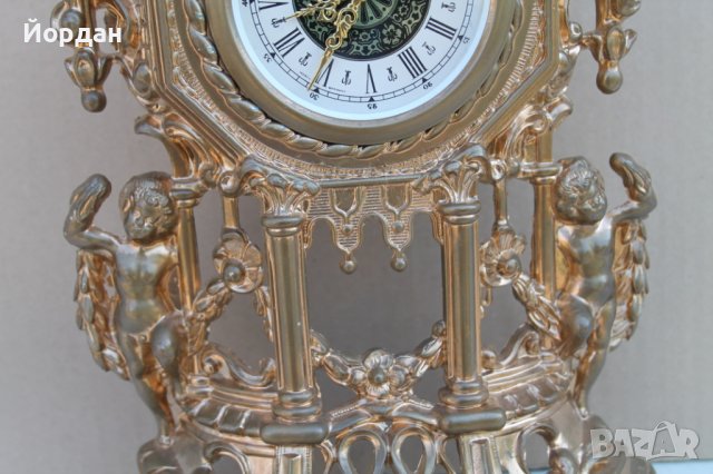 Немски механичен часовник бронз с позлата, снимка 5 - Антикварни и старинни предмети - 41374315