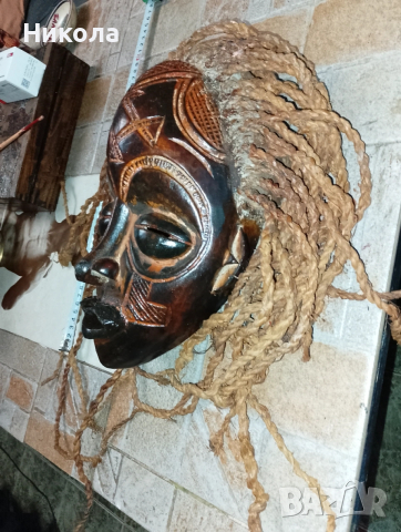 Автентична дървена африканска маска, снимка 3 - Декорация за дома - 51649427