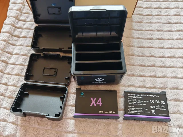 POEOSAS зарядно с 2 батерии 2500 mAh за Insta360 X4, снимка 4 - Батерии, зарядни - 55770033