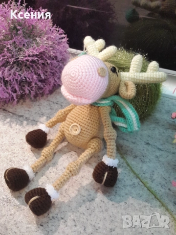 Елен с топка, Ръчно изработена, Плетена играчка, снимка 8 - Плюшени играчки - 52063831