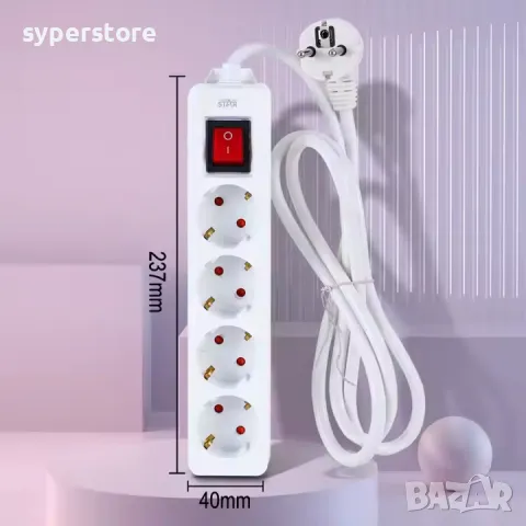 Разклонител 220v, 4 гнезда с ключ Digital One SP00980, st-4048, 3м. Кабел, 10A, 2000W, снимка 2 - Други - 48784709