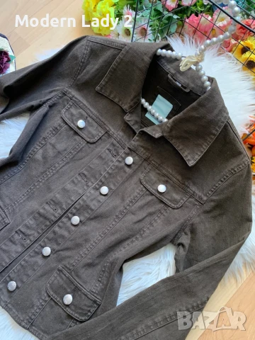 Кафяво дънково яке, снимка 2 - Якета - 50899004