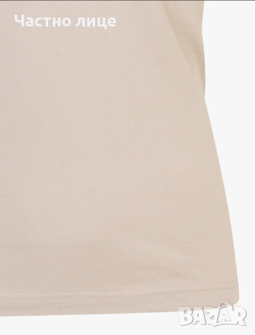 Бежова памучна тениска с яка, снимка 4 - Тениски - 53823746