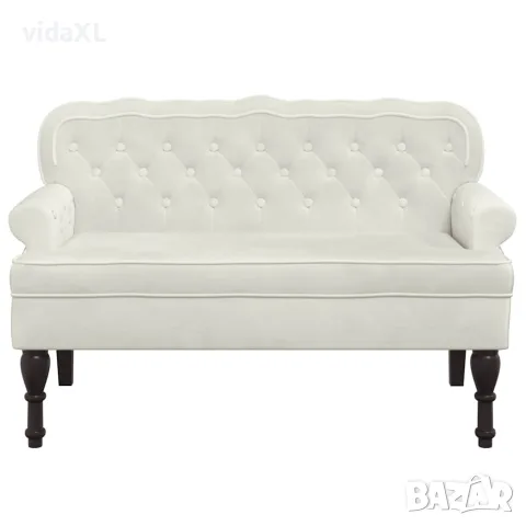 vidaXL Пейка с облегалка, кремава, 119,5x64,5x75 см, кадифе, снимка 3 - Дивани и мека мебел - 56147397