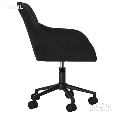 vidaXL Въртящ офис стол, черен, кадифе, снимка 4 - Столове за офис - 56147109