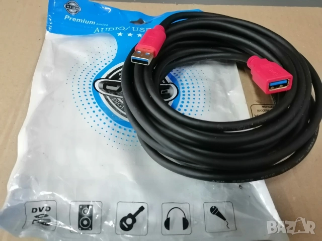 Кабел USB 3.0, 5 метра, USB A (М) - USB-A (Ж) 