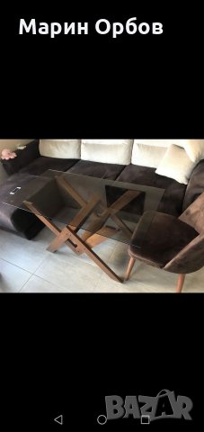 Холна маса дъб и стъкло, снимка 2 - Маси - 36003311