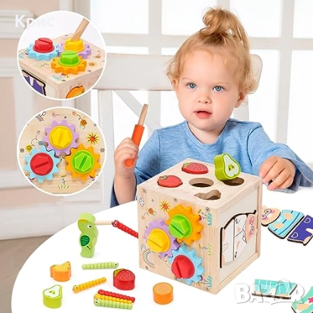 Образователна Монтесори играчка куб от дърво., снимка 2 - Образователни игри - 52562179