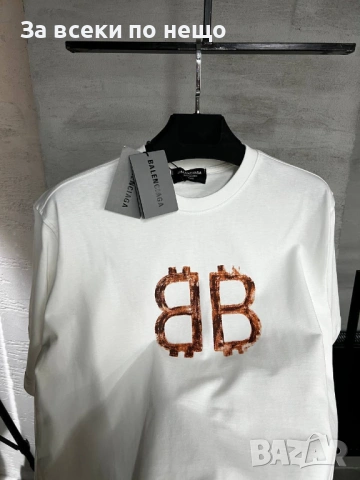 Balenciaga Мъжка Бяла Тениска👕Мъжка Блуза С Къс Ръкав В Бял Цвят Код MensPoint71, снимка 2 - Тениски - 53716620