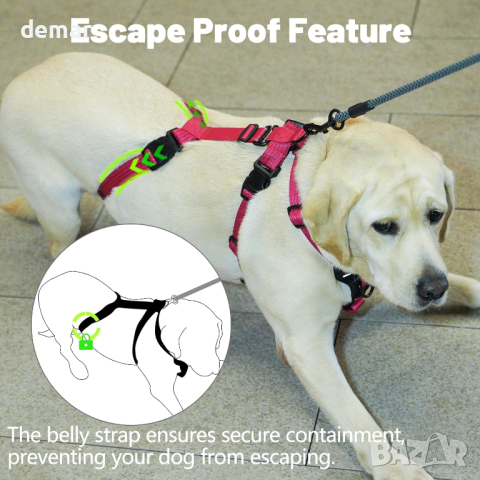 Paworld Escape регулируем нагръдник за големи кучета (розово червено, зелено сиво XL), снимка 4 - Печки, фурни - 44913155