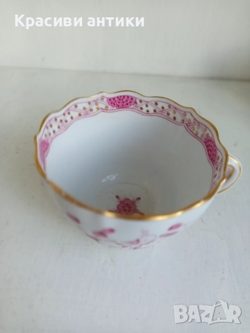 Антикварна чаша порцелан Meissen Indian Pink Flower 1815, снимка 5 - Антикварни и старинни предмети - 52427982