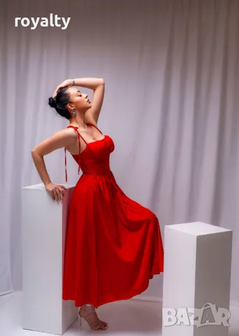Червена стилна дамска рокля , снимка 5 - Рокли - 50047796