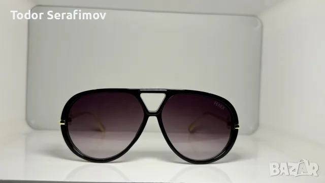 Слънчеви очила Fendi Sky FE40062U / Aviator – Сиви / Златисти дръжки / FF лого, снимка 3 - Слънчеви и диоптрични очила - 55612040