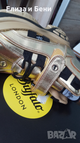 екстравагантни кецове естествена кожа с платформа, с кутия Buffalo gold platform sneakers high top, снимка 13 - Дамски боти - 36282776