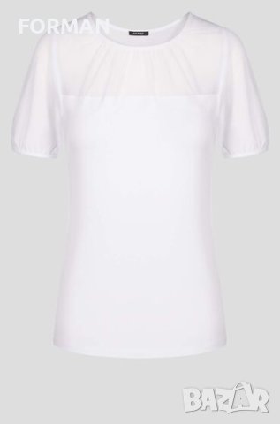 СТИЛНА бяла блуза с тюл в горната част и ръкавите ХЛ/2ХЛ размер , снимка 3 - Тениски - 41096610