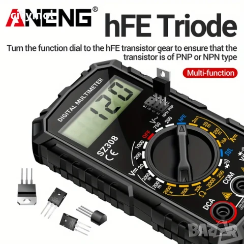 Цифров мултицет ANENG SZ308, ток, напрежение, капацитет, съпротивление, диоден тестер , снимка 6 - Други инструменти - 50741623