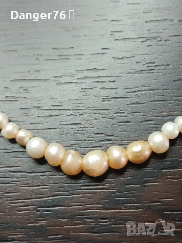 Стара перлена огърлица от естествени перли със златна закопчалка  и диаманти, снимка 6 - Антикварни и старинни предмети - 52506973