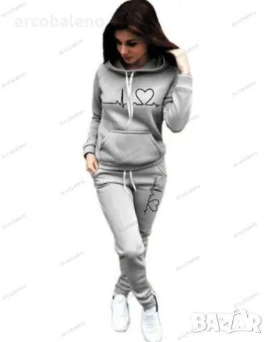 Дамски ежедневен спортен комплект с качулка и модерен поларен пуловер, 5цвята , снимка 6 - Спортни екипи - 48657299