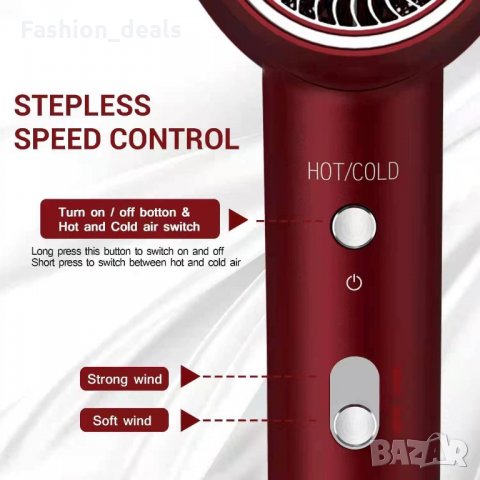 Нов Професионален мощен йонен сешоар 1800W Бързо изсушаване Тих , снимка 2 - Сешоари - 35892768