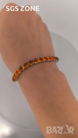 ръчно изработена сребърна гривна с кехлибар, снимка 8 - Гривни - 52586590