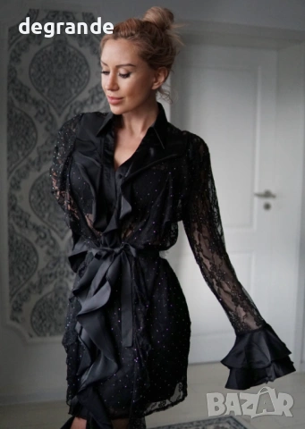 Дамска рокля сатен с дантела , снимка 3 - Рокли - 53659729