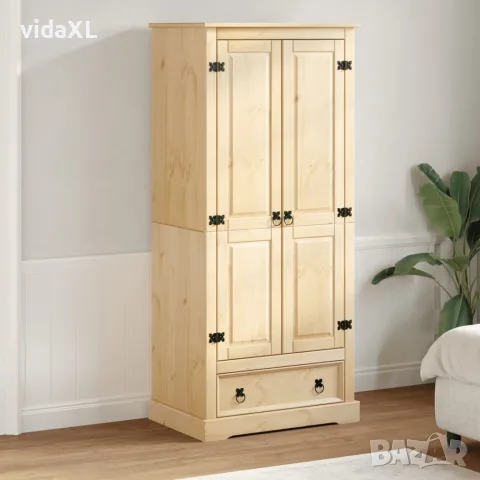 vidaXL Гардероб "Corona" 76x50x170 см бор масив, снимка 3 - Гардероби - 56147447
