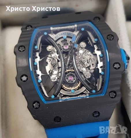 Мъжки луксозен часовник Richard Mille RM 53-01 Blue Rubber Strap Super High Quality , снимка 3 - Мъжки - 41568105