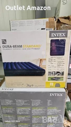Надуваем матрак Intex - Classic Downy, 183 x 203 x 25 cm, син

, снимка 3 - Матраци - 49705127