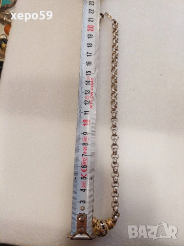 Прекрасна сребърна авторска дамска гривна и колие.Сребро проба 925,златни 9 каратови апликации, снимка 14 - Колиета, медальони, синджири - 52293101