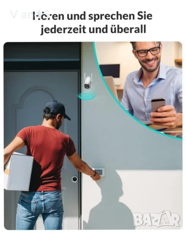 4MP външна камера за наблюдение с цветно нощно виждане, двупосочно аудио, IP65, облачна/SD карт, снимка 5 - HD камери - 50720338