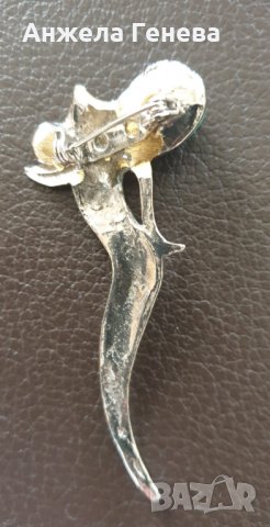 Сребърна брошка с естествен камък, снимка 2 - Антикварни и старинни предмети - 38598302