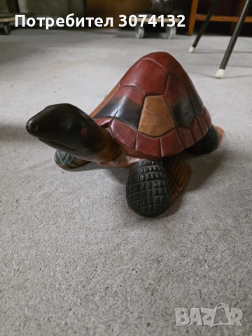 Ръчно изработена от дърво костенурка, снимка 2 - Градински мебели, декорация  - 53711748