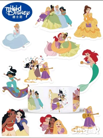 100 бр микс Дисни Принцеси детски самозалепващи лепенки стикери за ръчна изработка за подарък, снимка 3 - Други - 48769008